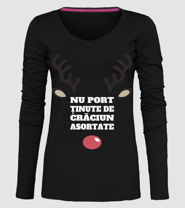 Nu port ținute de crăciun asortate crăciun chiar căprioară Negru model negru pe tricou