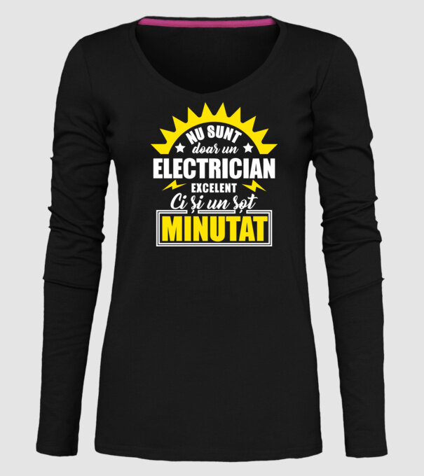 Nu sunt doar un electrician excelent, ci și un soț minunat! model negru pe tricou