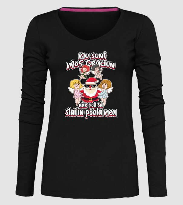 Nu sunt Moș Crăciun, dar poți să stai în poala mea model negru pe tricou