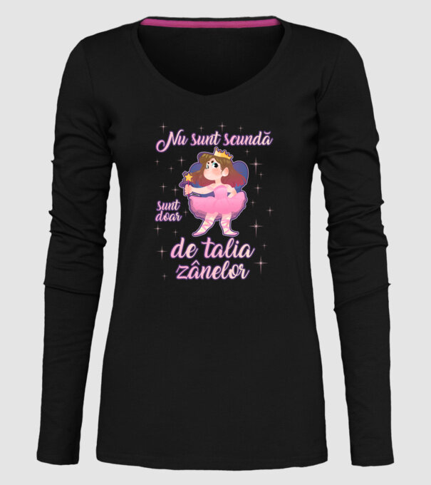 nu sunt scundă, sunt doar de talia zânelor model negru pe tricou