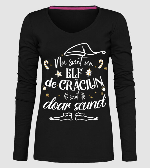 Nu sunt un elf de Crăciun, sunt doar scund Negru model negru pe tricou
