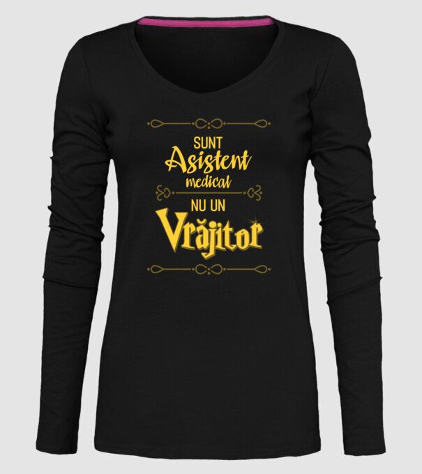 Sunt asistent medical, nu un vrăjitor model negru pe tricou