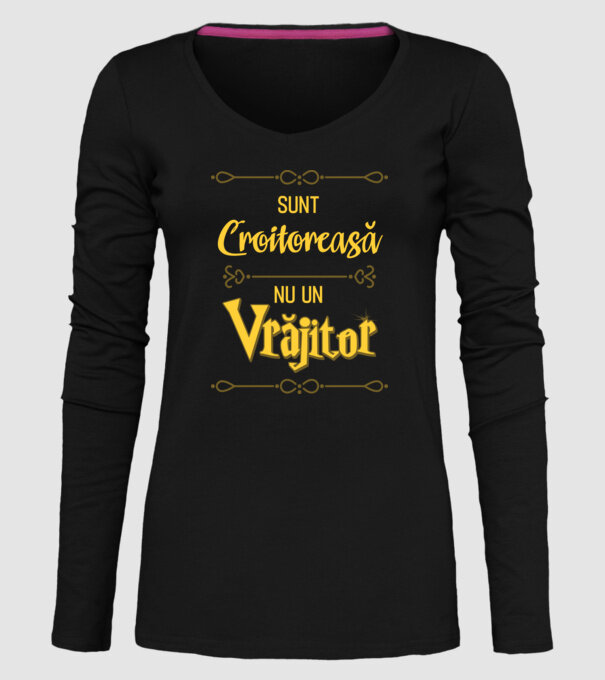 Sunt croitoreasă, nu o vrăjitoare model negru pe tricou