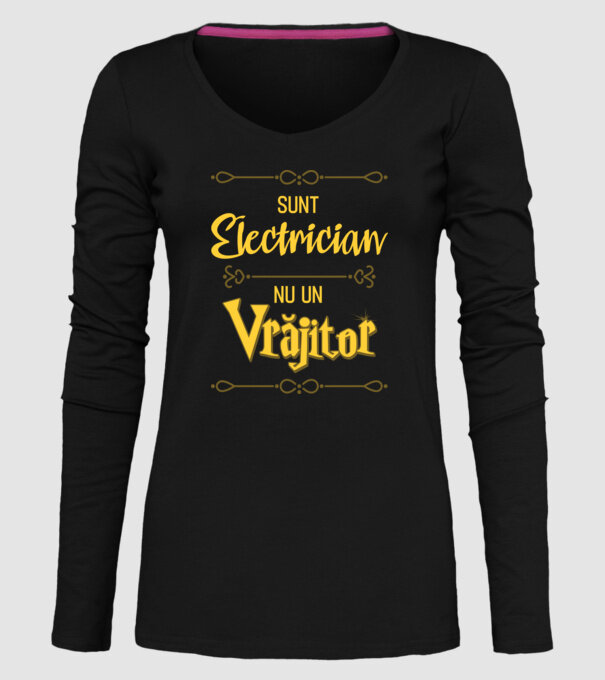 Sunt electrician, nu un vrăjitor model negru pe tricou