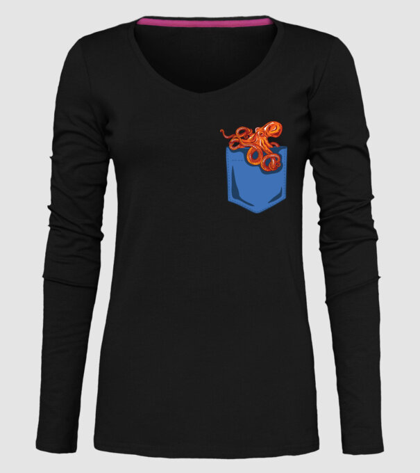 Octopus model negru pe tricou