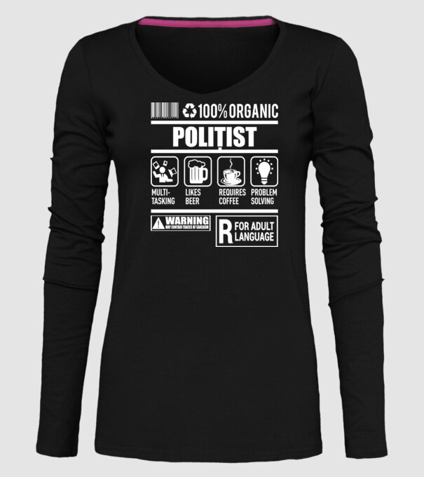 organic POLIȚIST model negru pe tricou