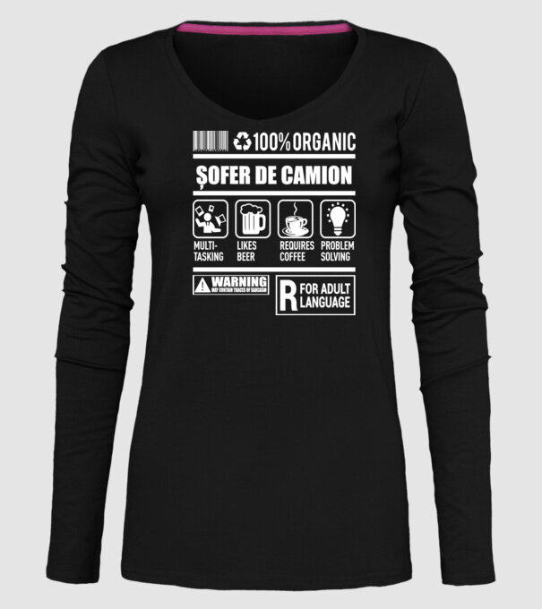 ȘOFER DE CAMION model negru pe tricou