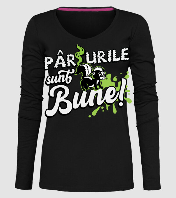 Pârțurile sunt bune model negru pe tricou