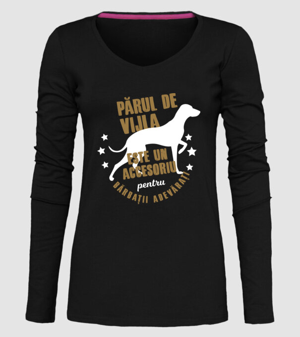 părul de vijla este un accesoriu pentru bărbații adevărați model negru pe tricou