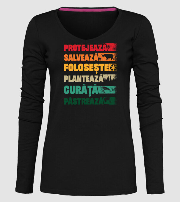 protejează salvează păstrează model negru pe tricou