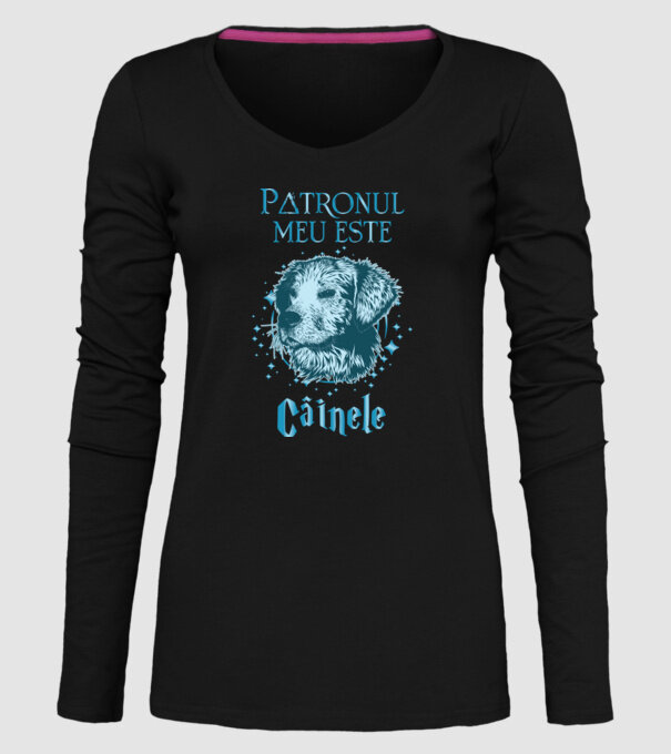 Patronul meu este CÂINELE model negru pe tricou