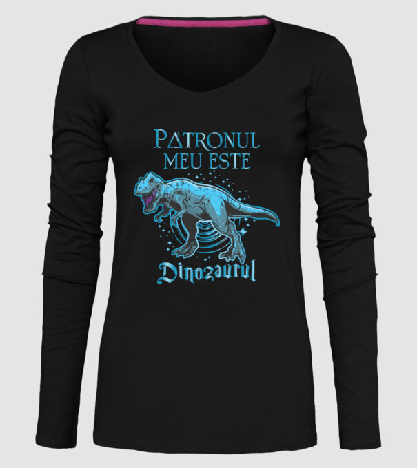 Patronul meu este dinozaurul model negru pe tricou