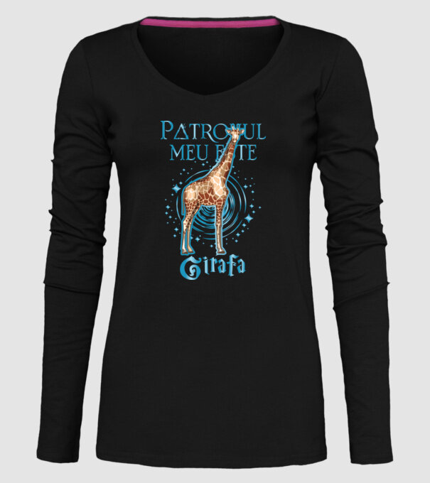 Patronul meu este GIRAFA model negru pe tricou