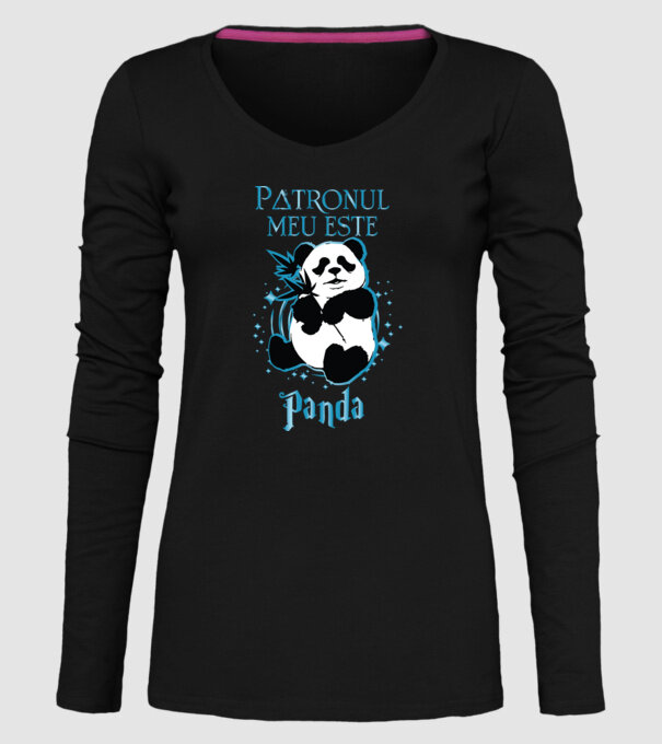 Patronul meu este PANDA model negru pe tricou