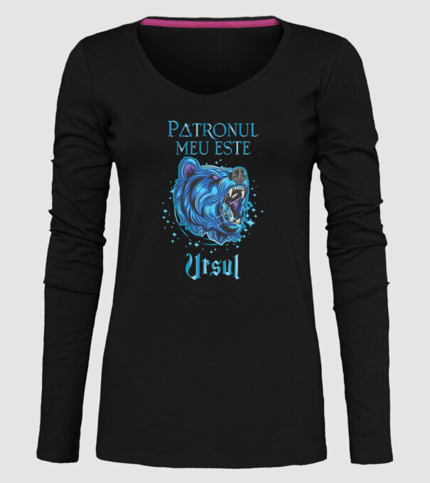 Patronul meu este URSUL model negru pe tricou