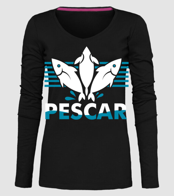 Pescar original model negru pe tricou