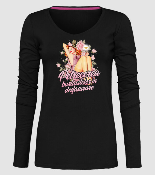 Petrecerea burlăcitelor în desfășurare model negru pe tricou
