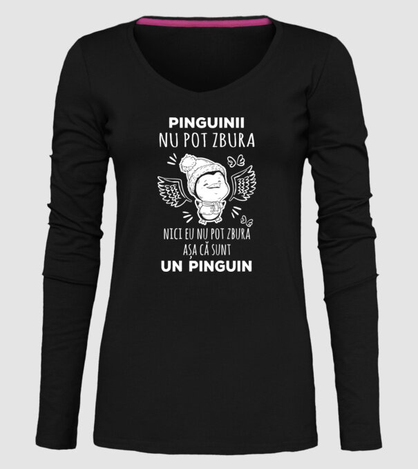 pinguinii nu pot zbura, nici eu nu pot zbura, așa că sunt un pinguin model negru pe tricou