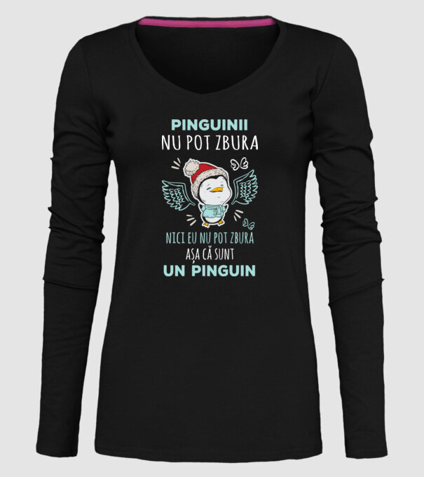 pinguinii nu pot zbura, nici eu nu pot zbura, așa că sunt un pinguin model negru pe tricou