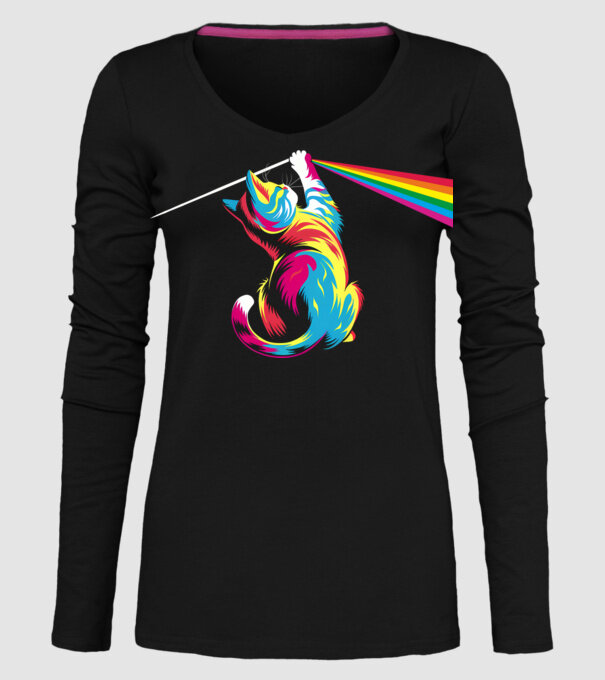 Pisica prismă model negru pe tricou
