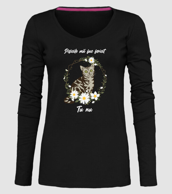 Pisicile mă fac fericit(ă), tu nu model negru pe tricou