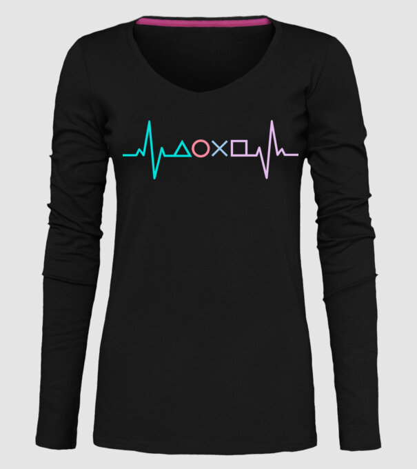Playstation Symbols EKG model negru pe tricou