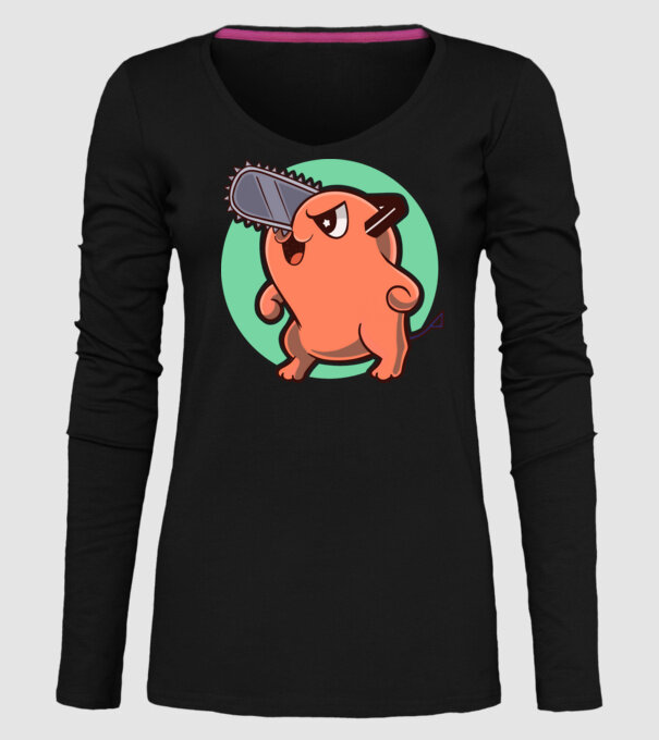 Pochita - ChainSawMan model negru pe tricou