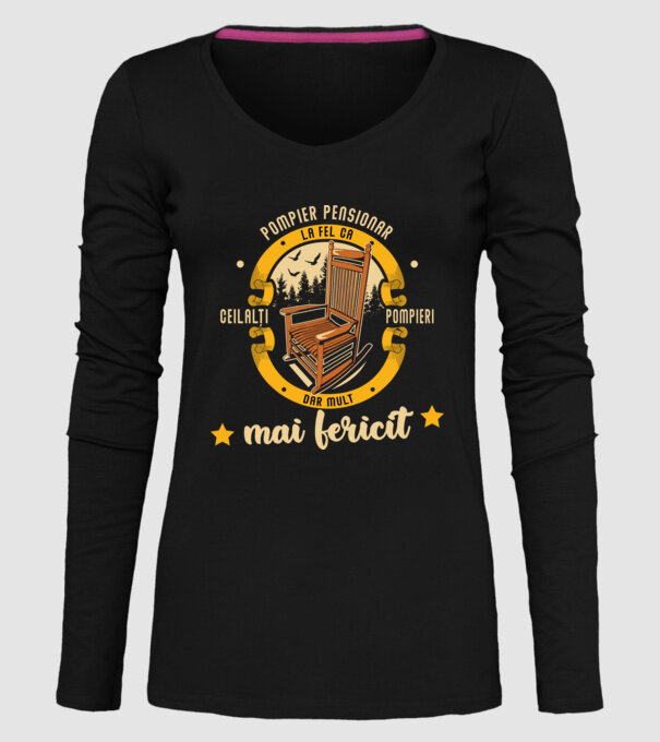 POMPIER pensionar - la fel ca ceilalți pompieri, dar mult mai fericit model negru pe tricou