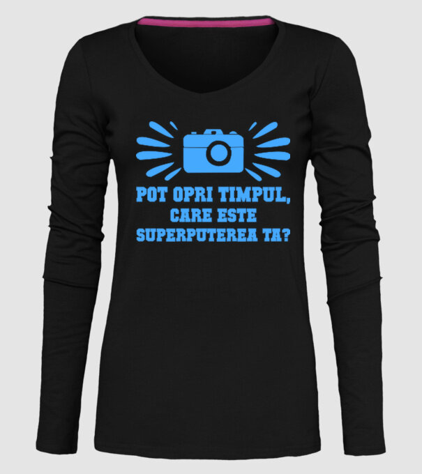 Pot opri timpul, care este superputerea ta? model negru pe tricou