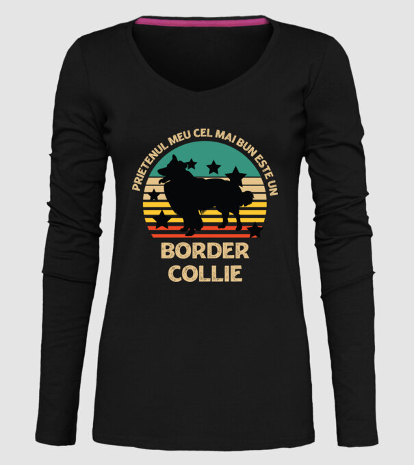 Prietenul meu cel mai bun este un border collie model negru pe tricou