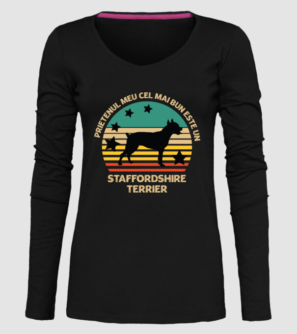 Prietenul meu cel mai bun este un staffi model negru pe tricou