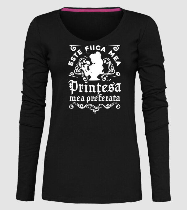 Prințesa mea preferată este fiica mea! model negru pe tricou