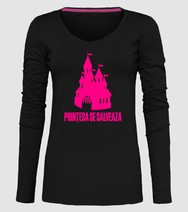 Prințesa se salvează model negru pe tricou