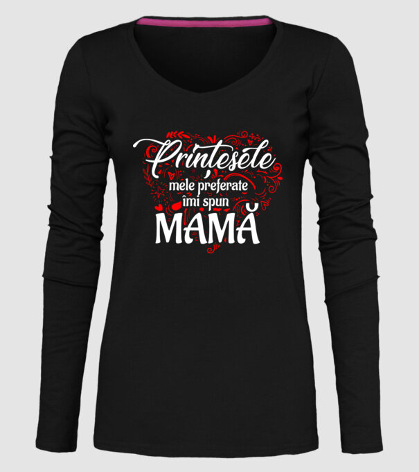 PRINȚESELE mele de basm îmi spun mamă model negru pe tricou