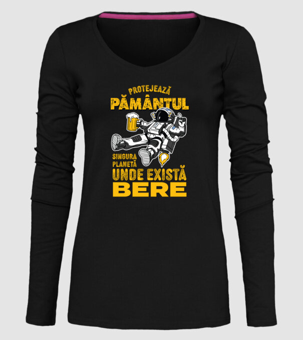 Protejează Pământul, singura planetă unde există bere model negru pe tricou