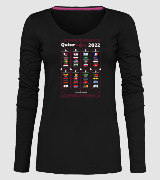 Qatar 2022 teams - groups model negru pe tricou