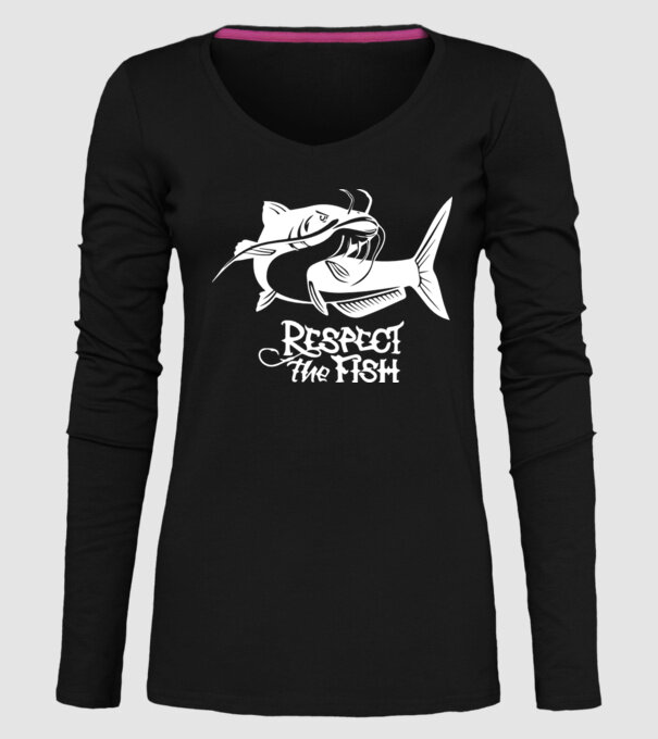 Respect the fish model negru pe tricou
