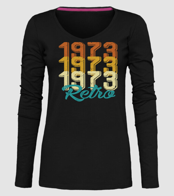 Retro 1973 model negru pe tricou