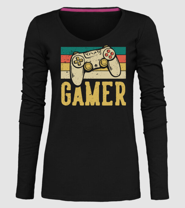 Retro gamer model negru pe tricou