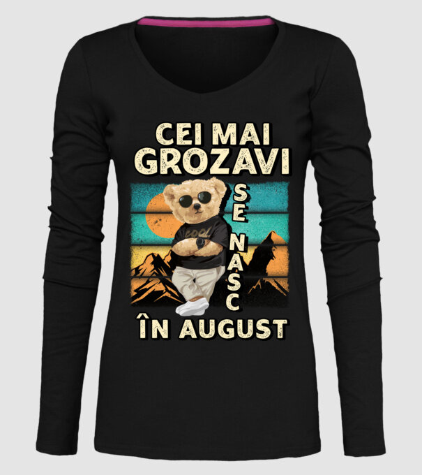 RETRO teddy AUGUST model negru pe tricou