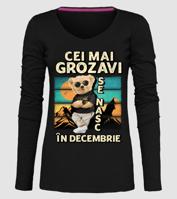 RETRO teddy DECEMBRIE model negru pe tricou