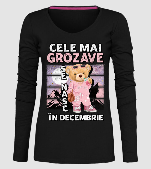 RETRO teddy fetişcană DECEMBRIE model negru pe tricou