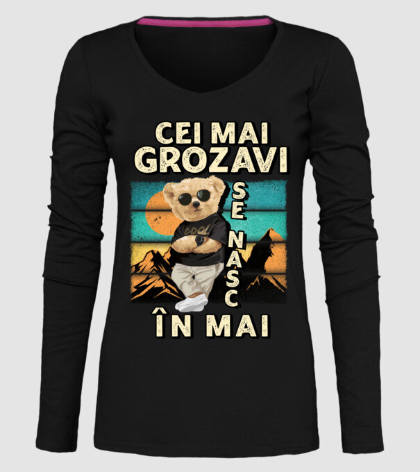 RETRO teddy MAI model negru pe tricou