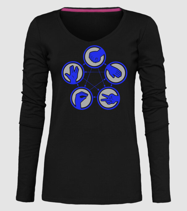 Rock Paper Scissor Lizad Spock model negru pe tricou