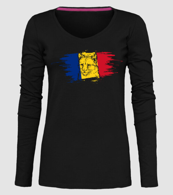 romania eurasian lynx model negru pe tricou