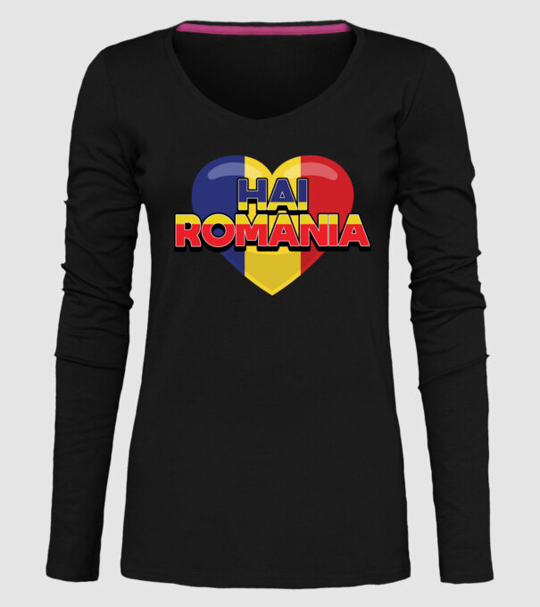 Romania heart model negru pe tricou