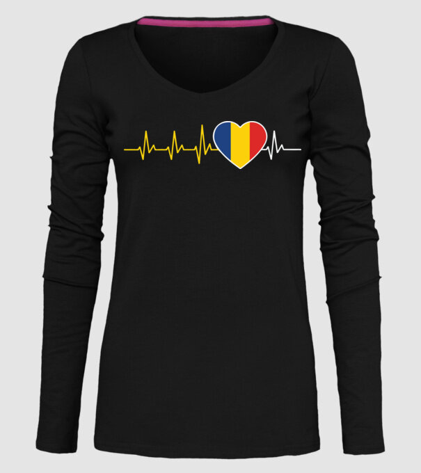 România heartbeat model negru pe tricou