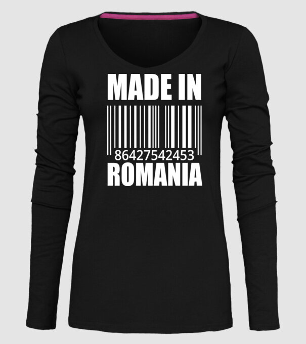 România made in model negru pe tricou