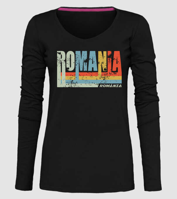 România retro model negru pe tricou