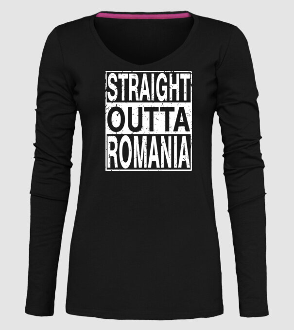 România straight outta model negru pe tricou